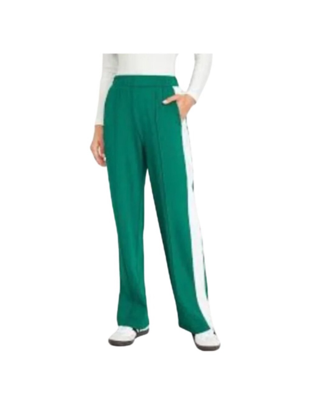 Old Navy Green and White Wide-Leg Track Pants